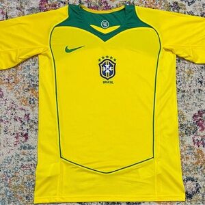 Nike Retro Brazil Soccer Jersey - Yellow and Green